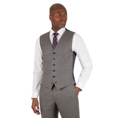 Hammond & Co. by Patrick Grant Grey pick and pick 6 button tailored fit suit waistcoat